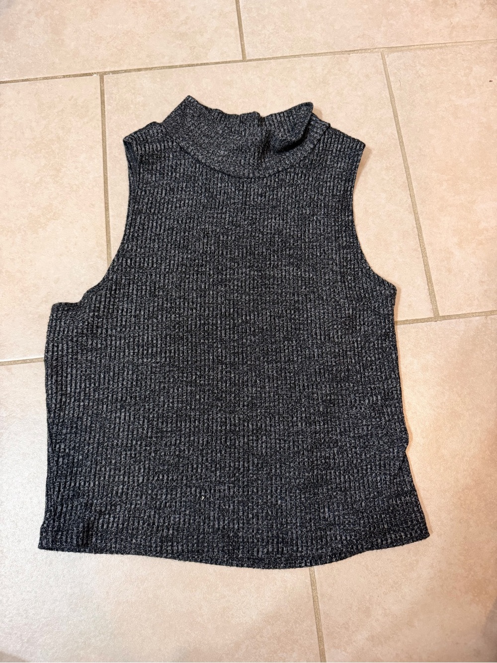Popular Basics Dark Charcoal Sleeveless Mock Neck Tank